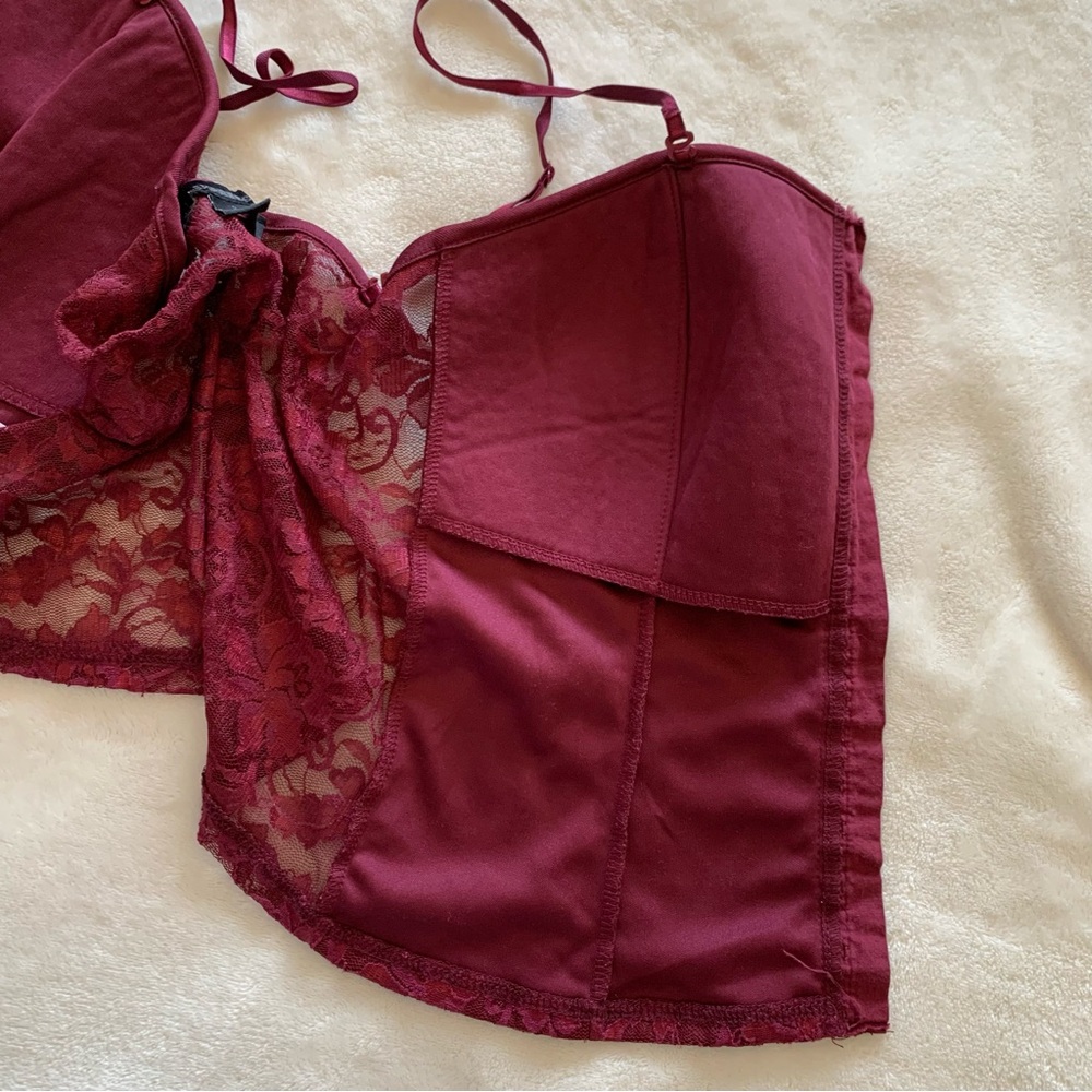 Express Burgundy Lace Bustier Tank Top - Picture 4 of 8